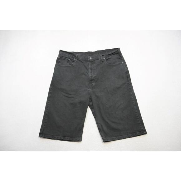 Levi's 569 Denim Jean Shorts Stretch Rugged Black 12" INS Mens Size 38 - Picture 1 of 8